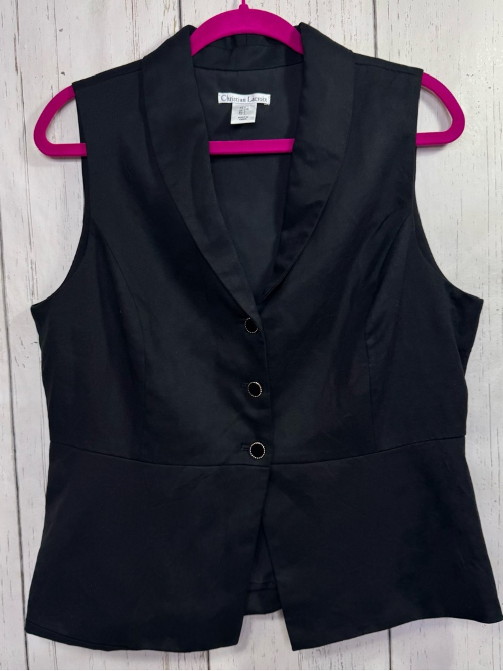 Christian Lacroix Black Tencel Vest Minimalist Quiet Luxury Career V Neck Size L